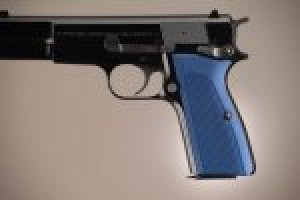 Browning Hi-Power Checkered Aluminum - Matte Blue Anodized