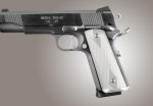1911 Govt. Aluminum Magrip Kit - Checkered Flat Mainspring Brushed Gloss Clear