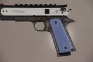 1911 Govt. Model 3/16 Thin Checkered Aluminum - Matte Blue Anodized