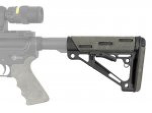 AR-15/M-16 OverMolded Collapsible Buttstock - Fits Mil-Spec Buffer Tube - Ghillie Green Rubber
