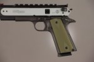 1911 Govt. Model 3/16 Thin Checkered Aluminum - Matte Green Anodized