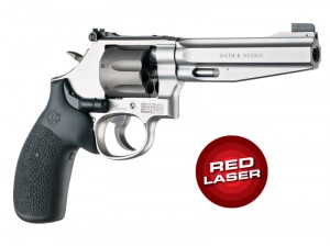 Laser Enhanced Grip Red Laser - S&W K or L Frame Round Butt Rubber Monogrip Black