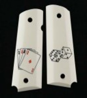 1911 Officers Model Scrimshaw Ivory Polymer - Aces