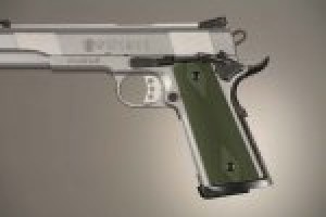 1911 Govt. Model S&A Mag Well Checkered Aluminum - Matte Green Anodized