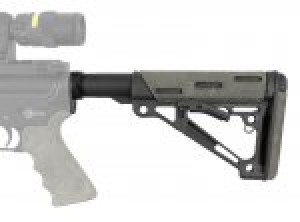AR-15/M-16 OverMolded Collapsible Buttstock Assembly - Includes Mil-Spec Buffer Tube and Hardware - Ghillie Green Rubber