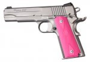 1911 Govt. Model Pink Rubber Grip Panel Checkered W/Diamonds