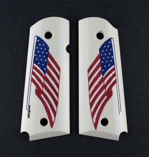 1911 Officers Model Scrimshaw Ivory Polymer - American Flag