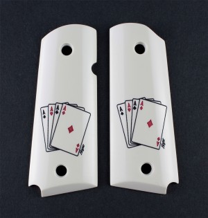 1911 Officers Model Scrimshaw Ivory Polymer - Double Aces