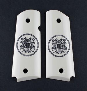1911 Officers Model Scrimshaw Ivory Polymer - Coast Guard