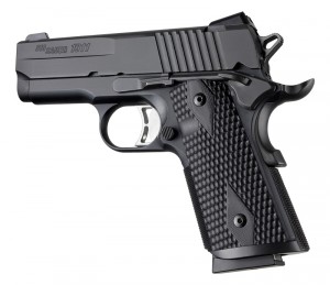 1911 Officers Model S&A Mag Well Piranha Grip G10 - Solid Black