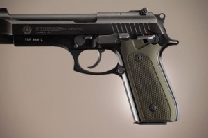 Taurus PT-99 PT-92 PT-100 PT-101 With Decocker Checkered Aluminum - Matte Green Anodize