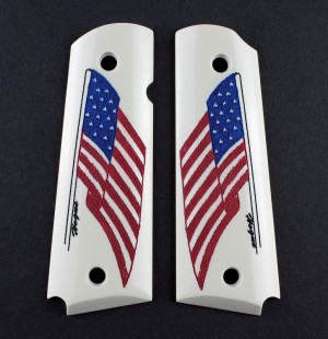 1911 Govt. Model Scrimshaw Ivory Polymer - American Flag - Ambi-Cut