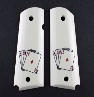 1911 Govt. Model Scrimshaw Ivory Polymer - Double Aces - Ambi-Cut