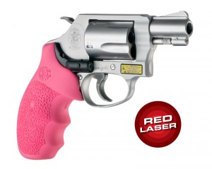 Laser Enhanced Grip Red Laser - S&W J Frame Round Butt Rubber Monogrip Pink