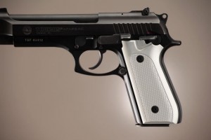 Taurus PT-99 PT-92 PT-100 PT-101 With Decocker Checkered Aluminum - Brushed Gloss Clear Anodize