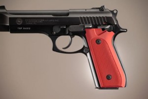 Taurus PT-99 PT-92 PT-100 PT-101 With Decocker Checkered Aluminum - Matte Red Anodize